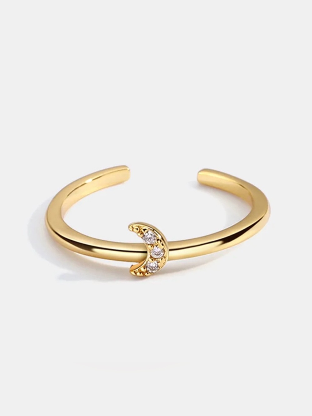 Gold Crescent Moon Adjustable Ring | Gold Plated Copper